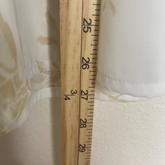 Laura‎ Scott Womens 24W Floral Button-Front Blouse Beige/White Lightweight - Picture 9 of 11